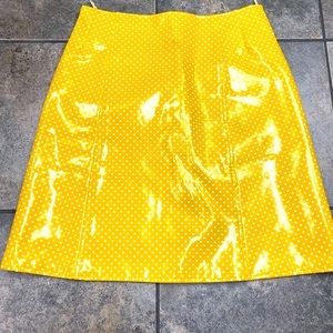 Vintage Yellow Polka Dot Vinyl Skirt Back Zip Size Small